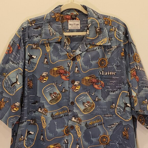 David Carey Originals Button Up Graphic Print State Shirt Maine Men's XL - Picture 2 of 12